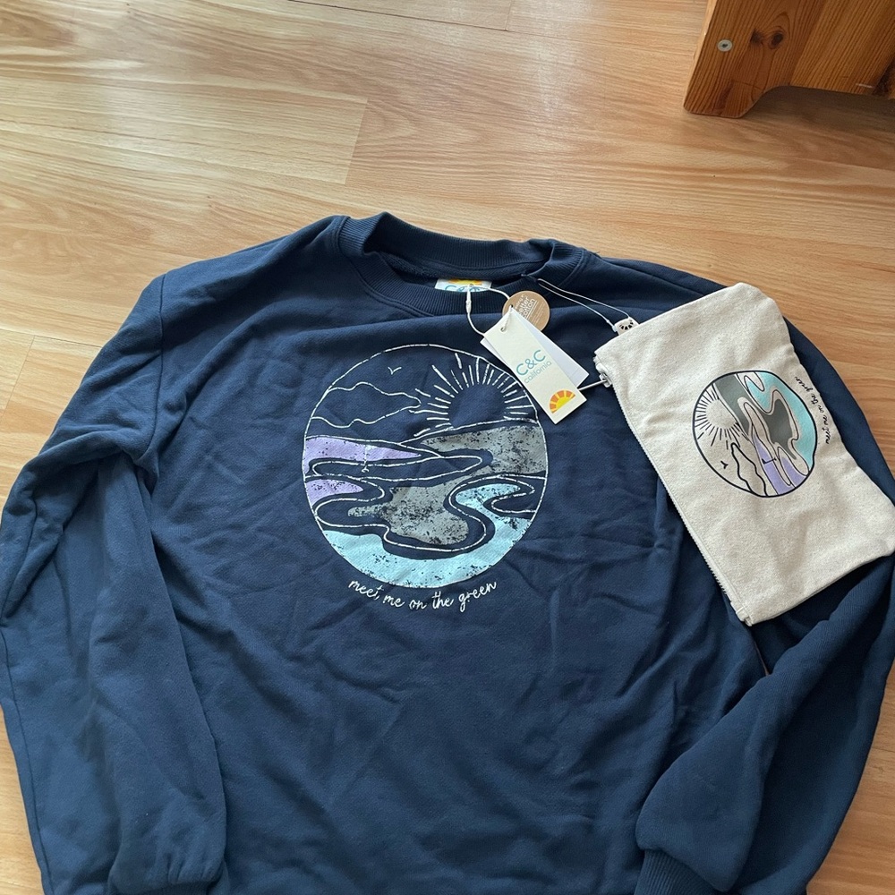 C&C California Navy Graphic Sweatshirt with Pouch